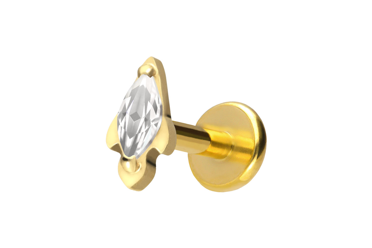 Titan Labret Piercing mit Push Fit KRISTALLRAKETE